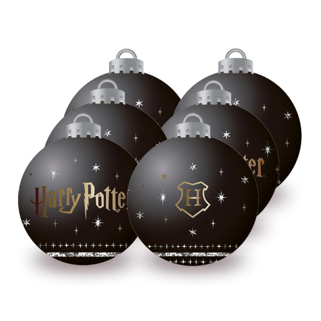 HARRY POTTER - Noir - Pack 6 Boules de Noël - 8 cm