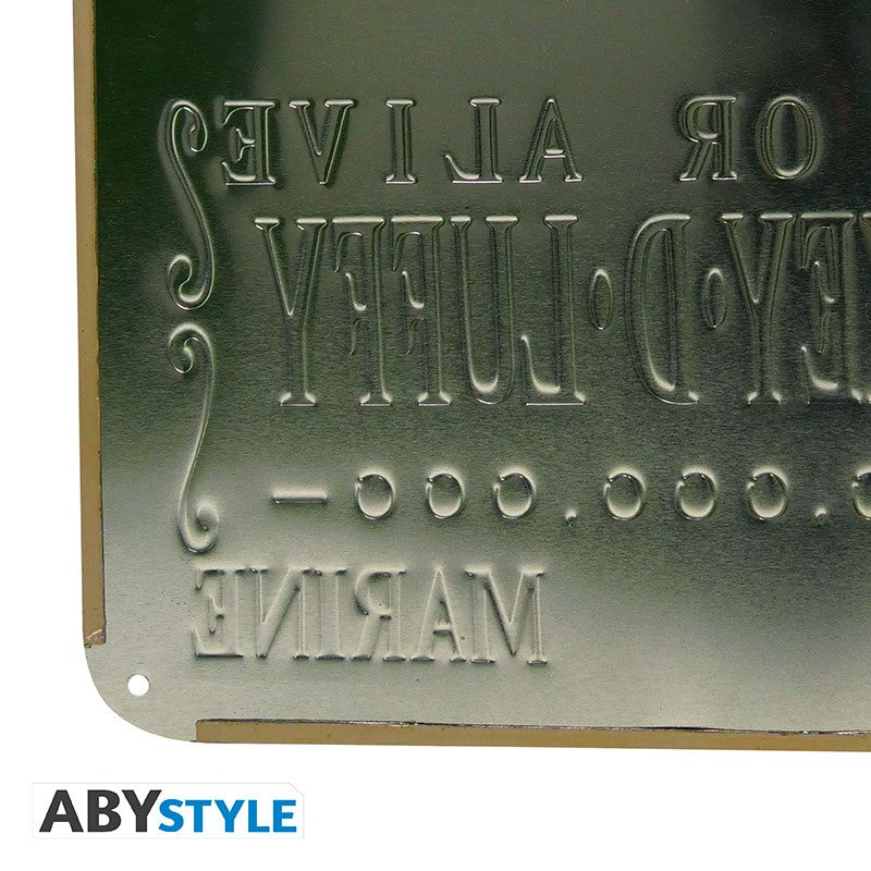 One Piece - Plaque métal "Luffy Wanted New World" (28x38)