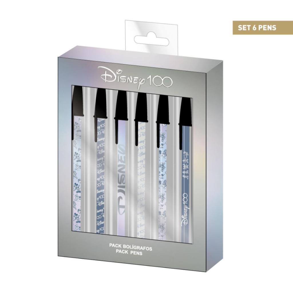 DISNEY 100 Ans - Logo - Set de 6 Stylos à Bille