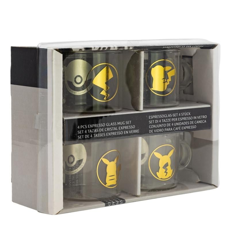 POKEMON - Set de 4 Mugs Expresso en Verre - 100 ml