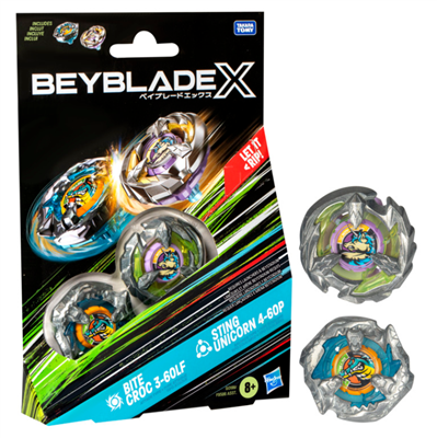 Beyblade X - Dual Starter Pack - Bite Croc 3-60LF vs Sting Unicorn 4-60P