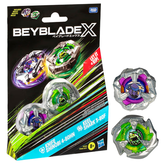 Beyblade X - Dual Starter Pack - Knife Shinobi [4-80HN] vs  Keel Shark [3-80F]