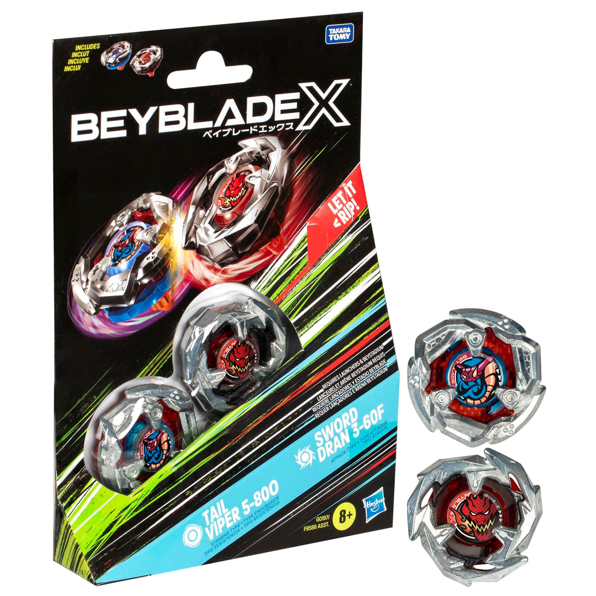 Beyblade X - Dual Starter Pack - Tail Viper [5-80O] vs Sword  Dran [3-60F]