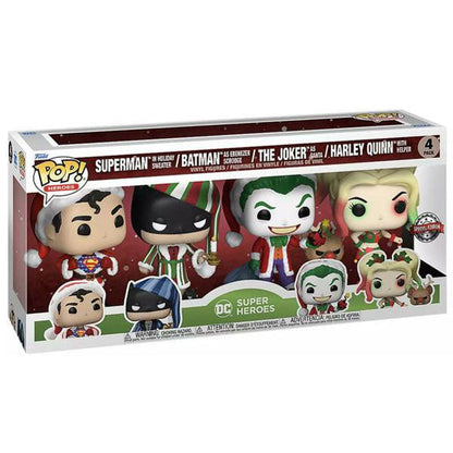 DC Comics pack 4 figurines POP! Heroes Vinyl  Holiday 9 cm