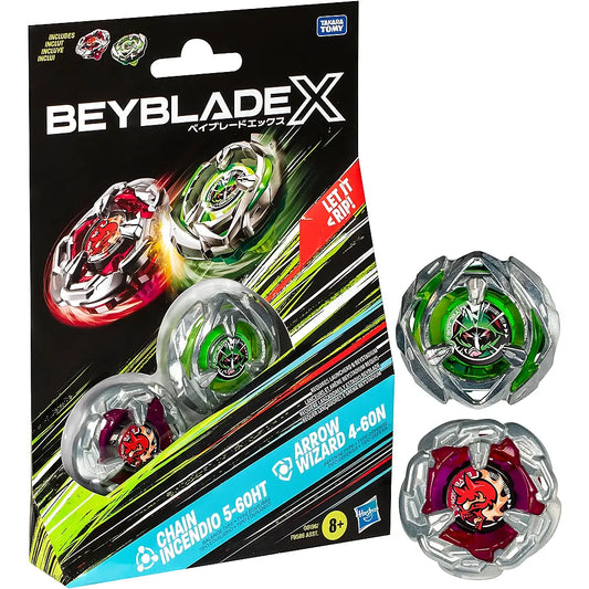 Beyblade X - Dual Starter Pack - Chain Incendio [5-60HT] vs  Arrow Wizard [4-60N]