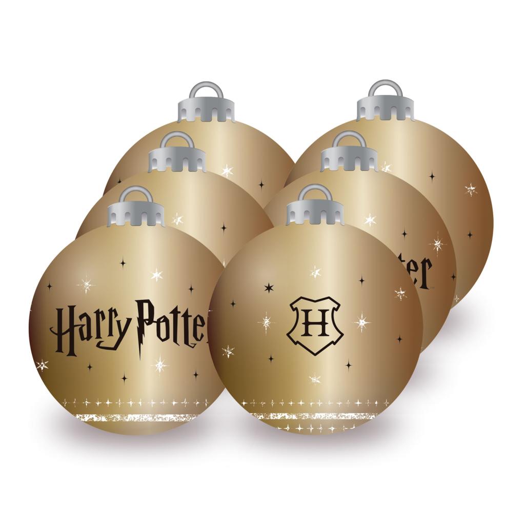 HARRY POTTER - Doré - Pack 6 Boules de Noël - 8 cm