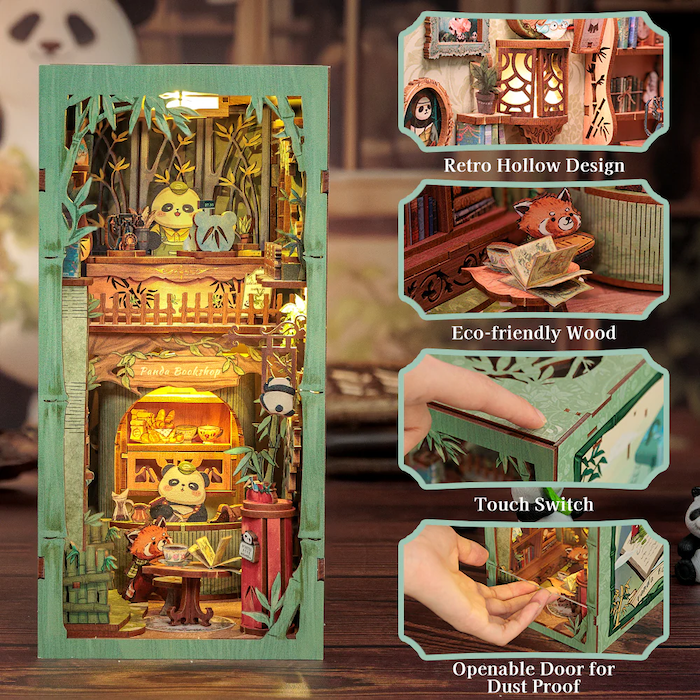 BOOK NOOK KIT - DIY - La Librairie Panda - 244pc + Eclairage LED