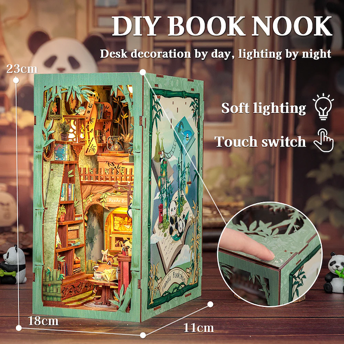 BOOK NOOK KIT - DIY - La Librairie Panda - 244pc + Eclairage LED