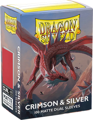 Dragon Shield - 100 Sleeves standard Dual Matte - Crimson & Silver