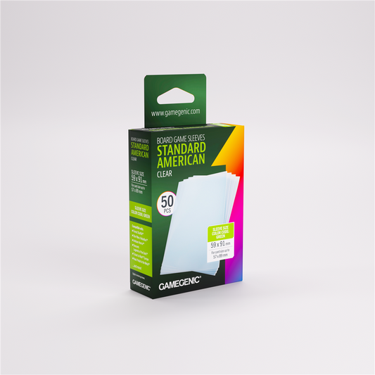 GameGenic GG : 50 Board Game Sleeves Standard American Clear