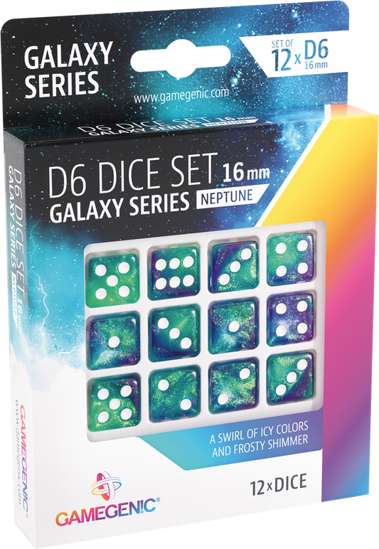 GameGenic - Galaxy Series -Neptune- Set de 12 Dés de 6 - 16mm