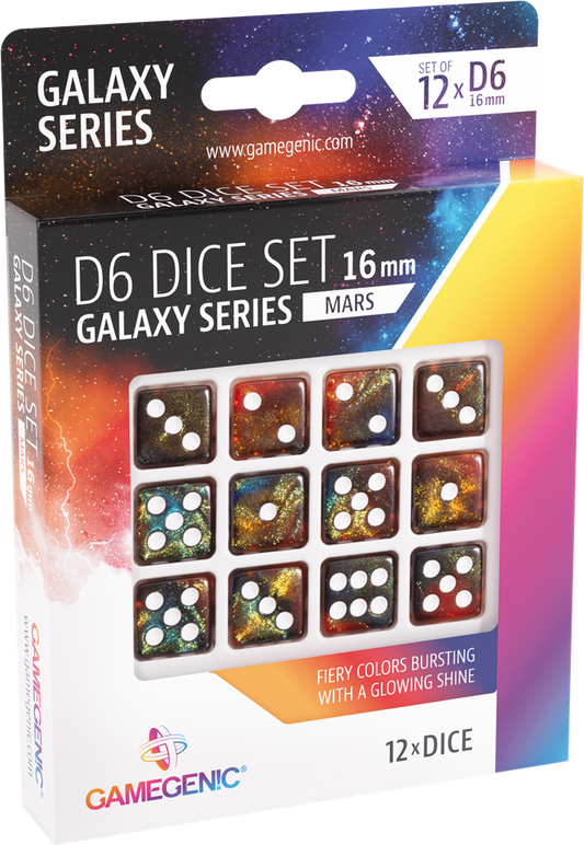 GameGenic - Galaxy Series -Mars- Set de 12 Dés de 6 - 16mm