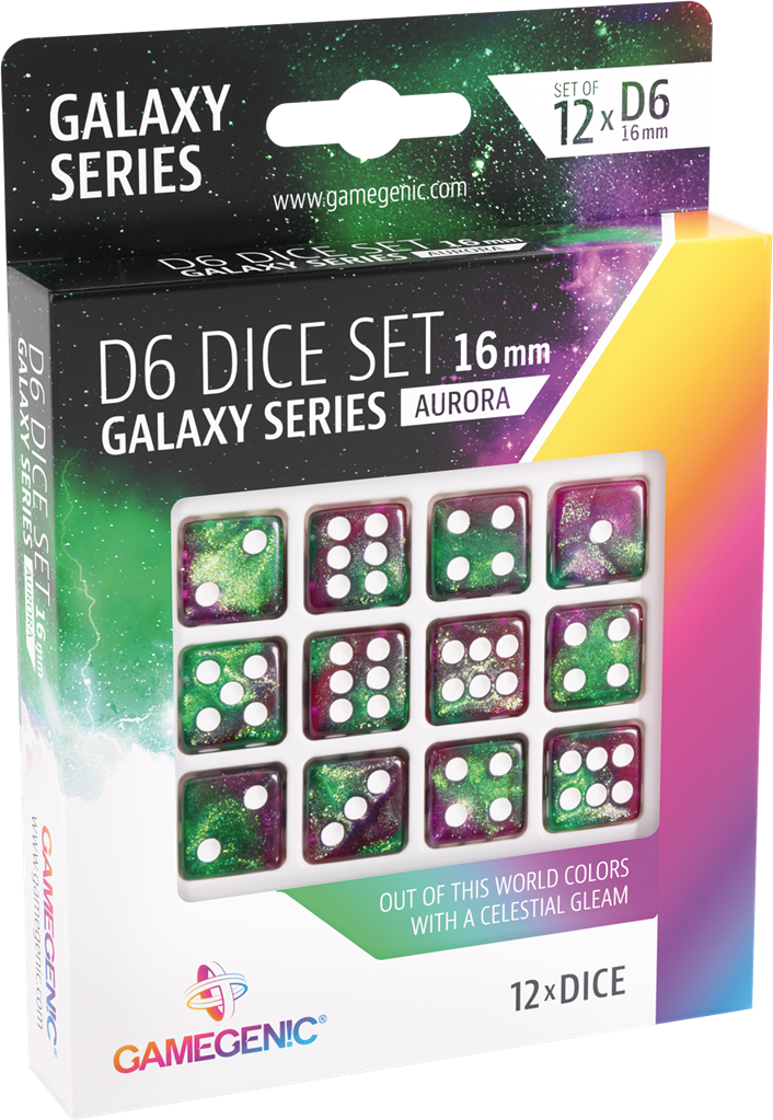 GameGenic - Galaxy Series -Aurora- Set de 12 Dés de 6 - 16mm