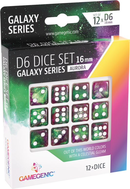 GameGenic - Galaxy Series -Aurora- Set de 12 Dés de 6 - 16mm