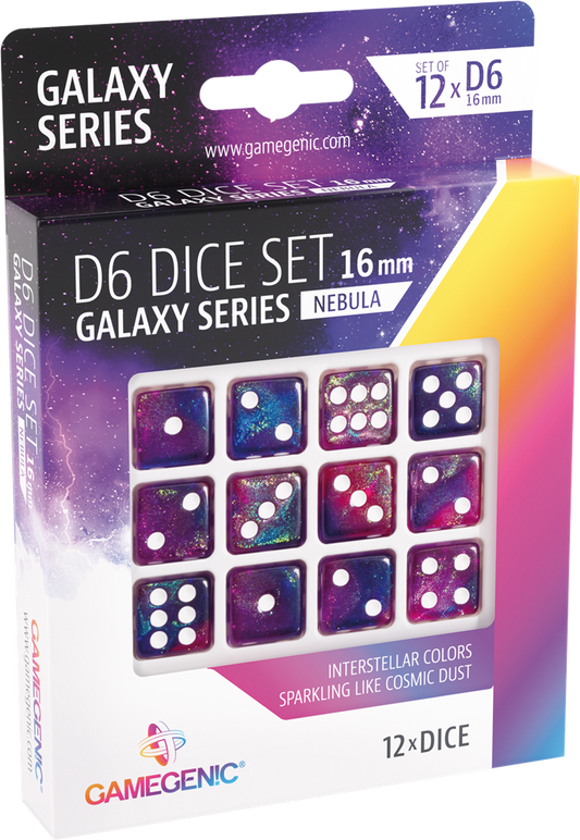 GameGenic - Galaxy Series -Nebula- Set de 12 Dés de 6 - 16mm