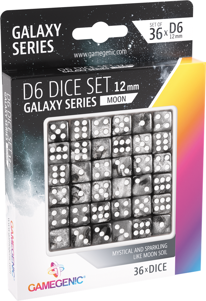 GameGenic - Galaxy Series -Moon- Set de 36 Dés de 6 - 12mm