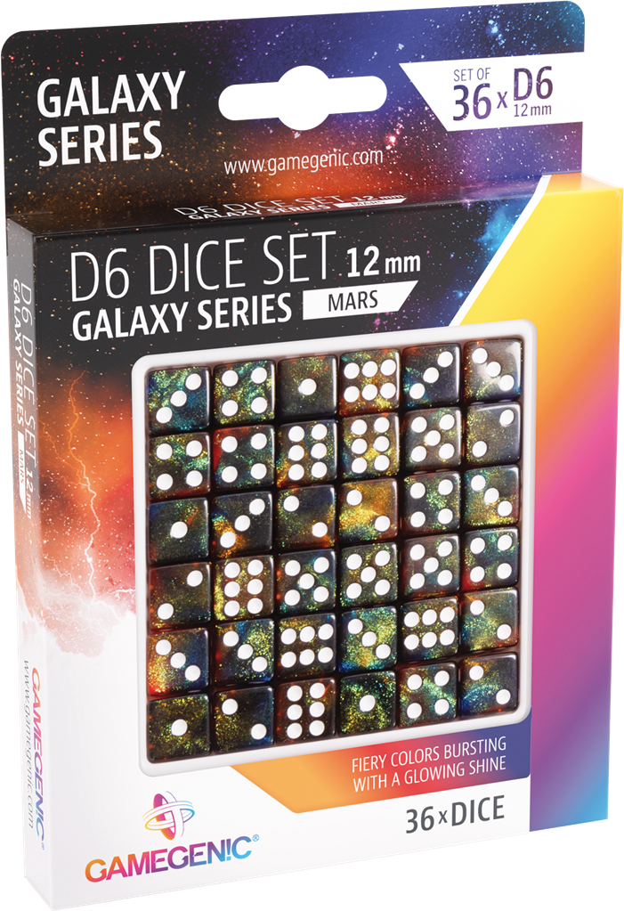 GameGenic - Galaxy Series -Mars- Set de 36 Dés de 6 - 12mm