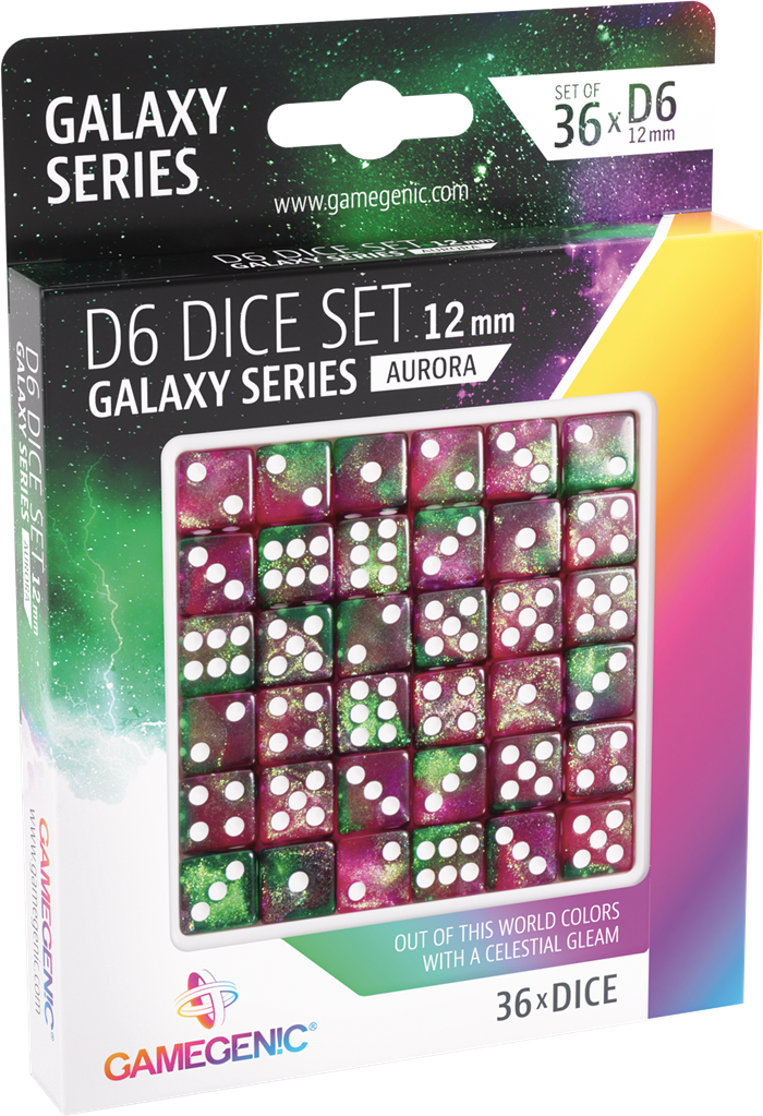 GameGenic - Galaxy Series -Aurora- Set de 36 Dés de 6 - 12mm