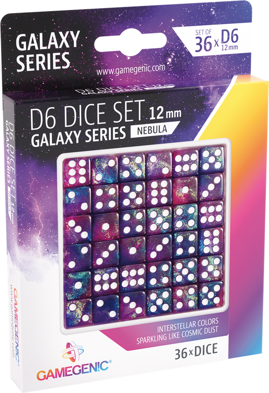 GameGenic - Galaxy Series -Nebula- Set de 36 Dés de 6 - 12mm