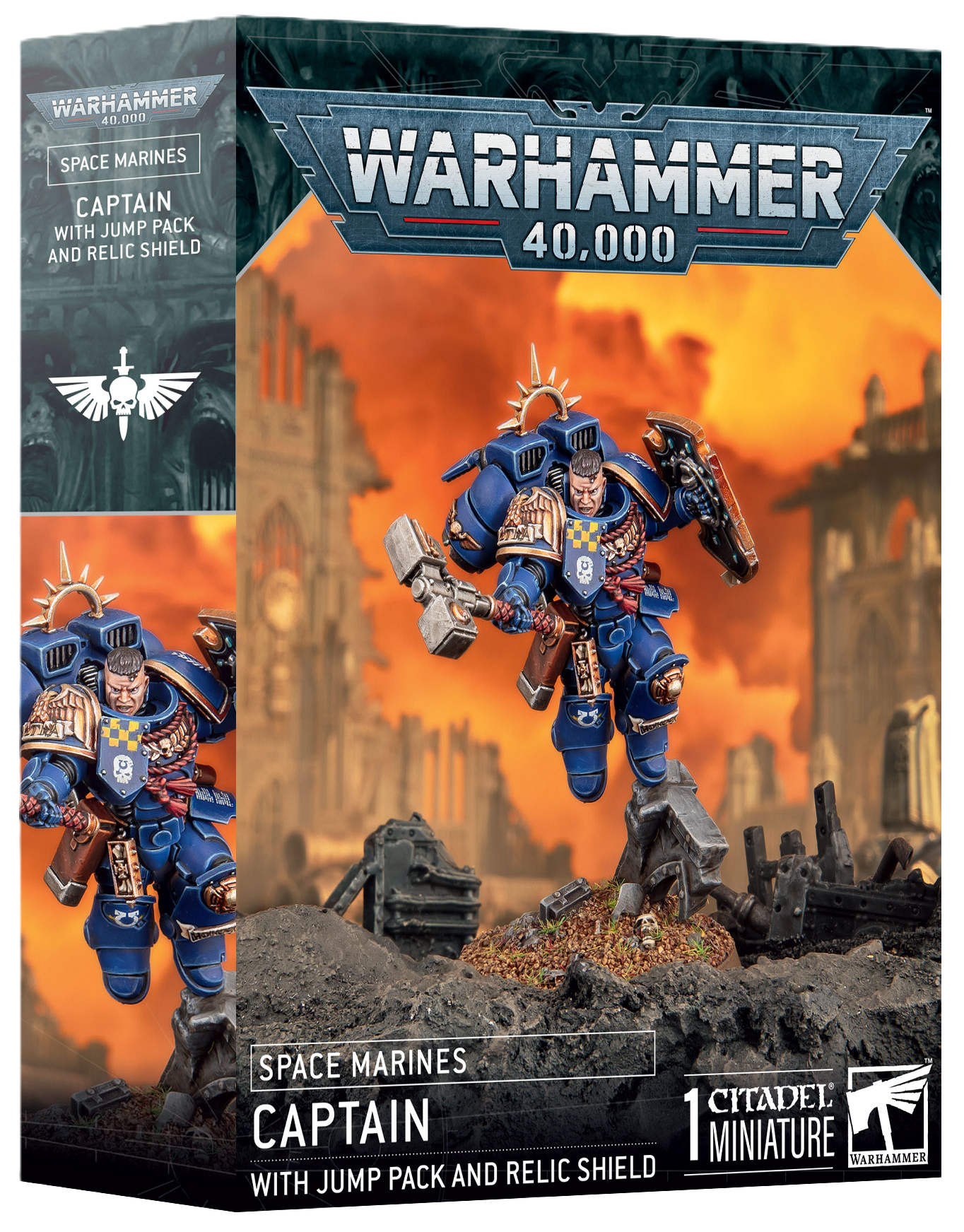 Warhammer 40k - Space Marine Captain With jump pack and relic shield