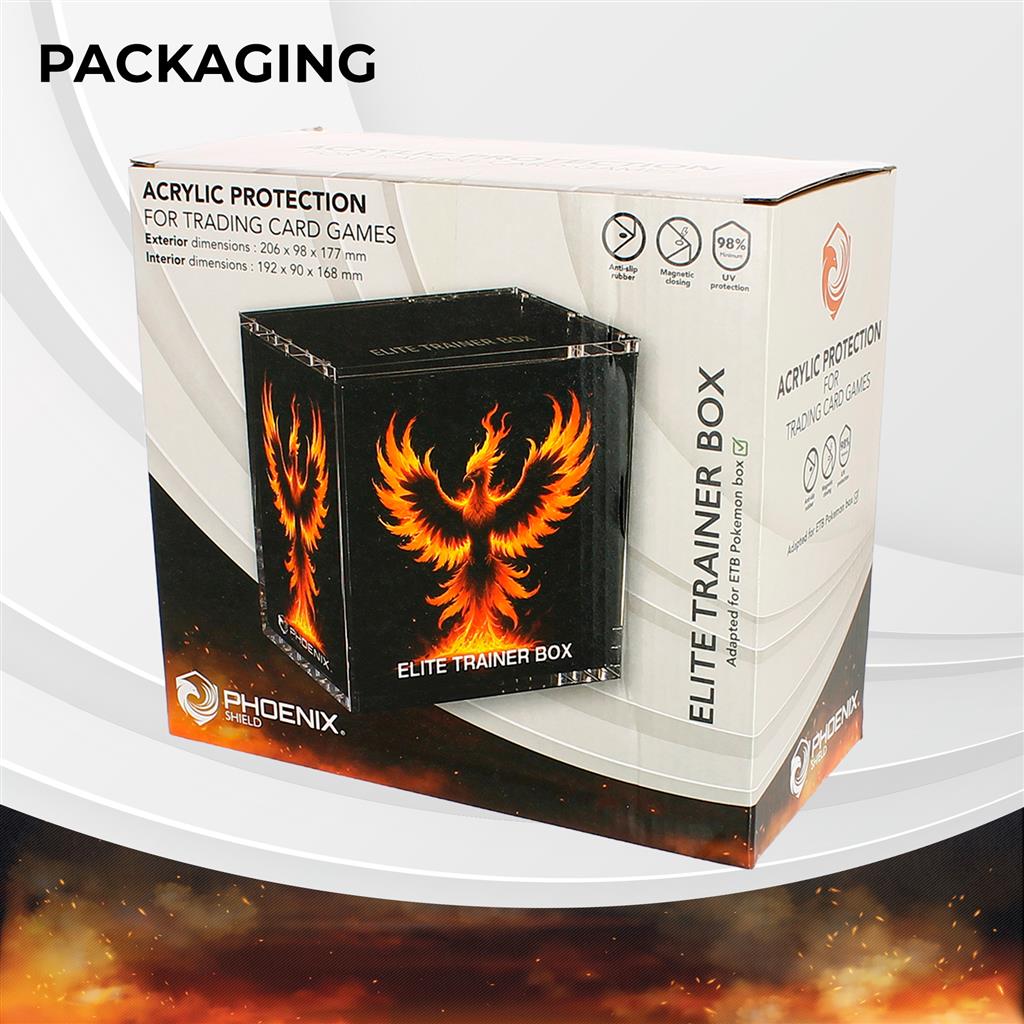 Phoenix Shield - Acrylic/acrylique Case Magnetic - Pokemon Coffret Dresseur d'Elite/Elite trainer box (ETB)