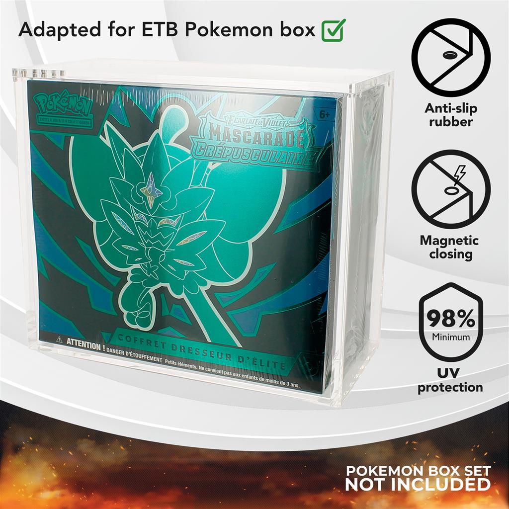 Phoenix Shield - Acrylic/acrylique Case Magnetic - Pokemon Coffret Dresseur d'Elite/Elite trainer box (ETB)