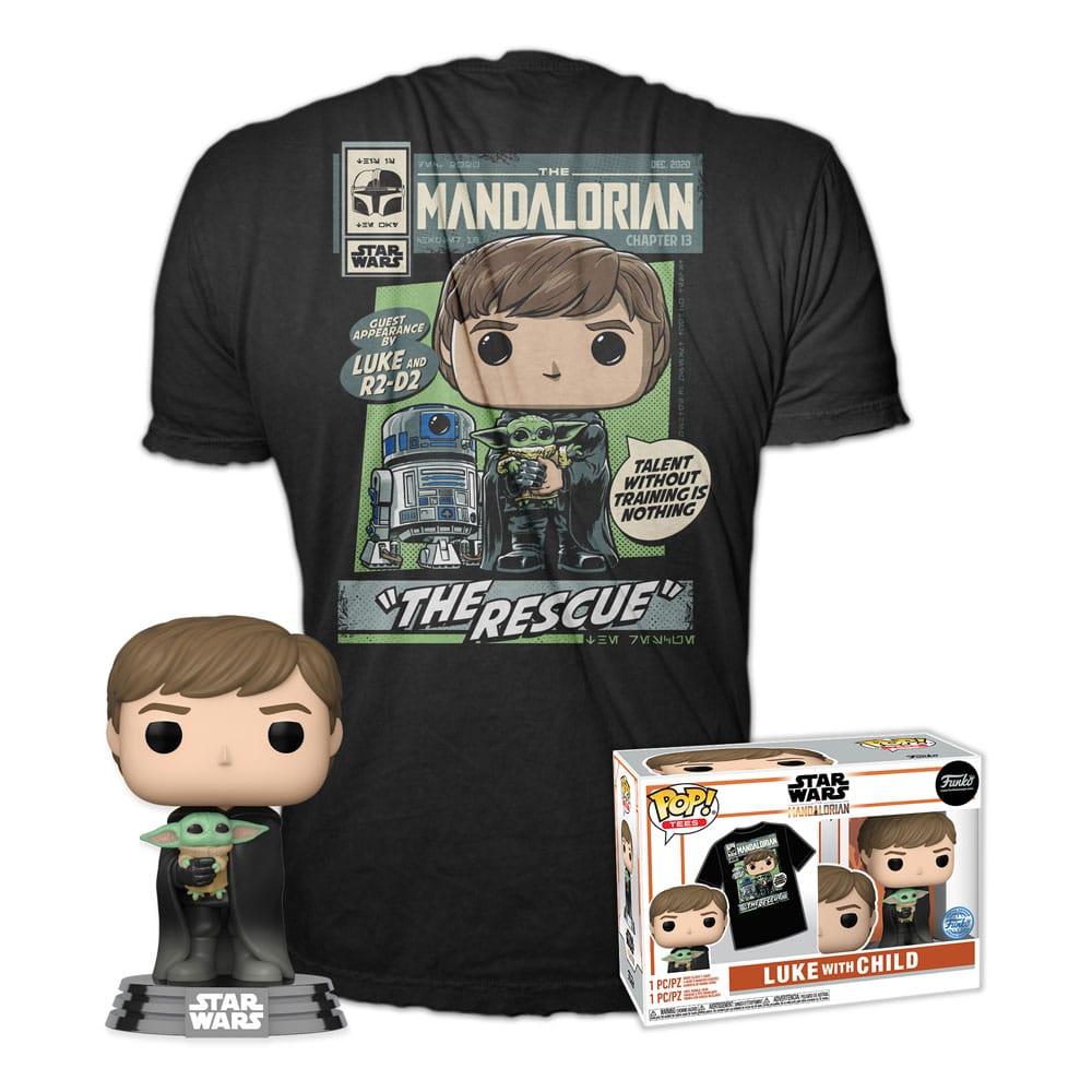 THE MANDALORIAN -Booble Head POP N°482 -Luke avec Enfant + T-shirt (M)