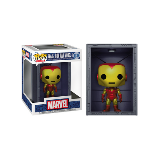 Marvel - POP Deluxe n°1036 - Hall of Armor Iron Man Model 4 PX Exclusive 9 cm
