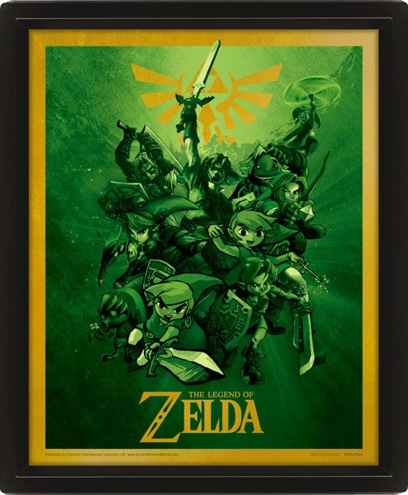 Legend of Zelda - posters effet 3D encadrés Link 26 x 20 cm